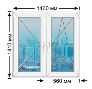 Окно премиум размерами 1460х1410 в серии дома п-43