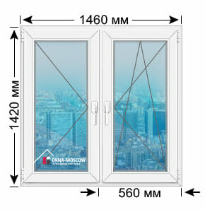 Цена на премиум пвх-окно серии п-46 размером 1420х1460