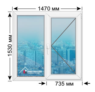 Цена на пвх-окно серии и700а размером 1530x1470