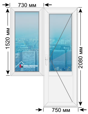 Цена на пвх-окно серии ii49 размером 1520x730x2080