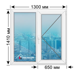 Цена на пвх-окно серии ii68 размером 1300x1410