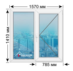 Цена на пвх-окно серии ii68 размером 1410x1570