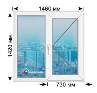 Цена на пвх-окно серии копэ размером 1420х1460