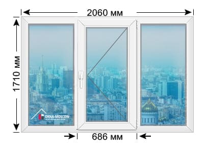 Цена на пвх-окно серии копэ размером 1710х2060