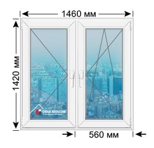 Цена на премиум пвх-окно серии копэ размером 1420х1460