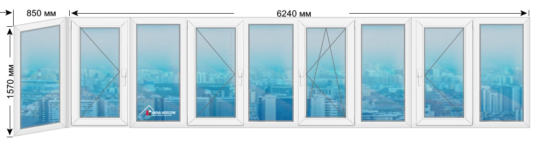 Цена на теплое пвх-окно серии и209-а 1570x850x6240