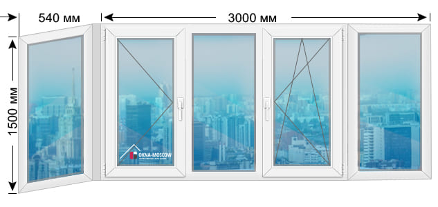Цена на теплое пвх-окно серии ii-49 размером 1500x540x3000