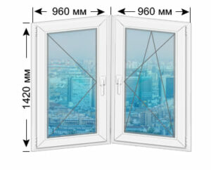 Цена на премиум пвх-окно серии п-44т размером 1420х960х960
