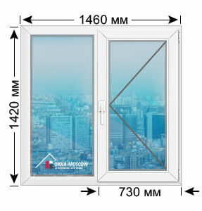 Цена пвх-окно серии п-46 размером 1420х1460