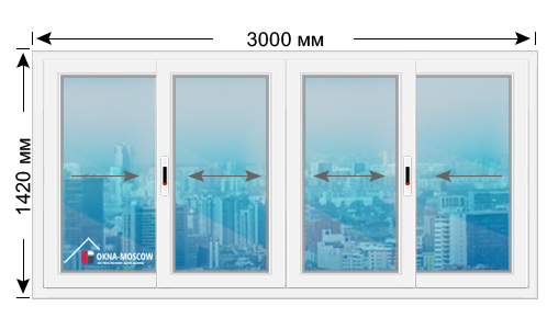 Цена на холодное пвх-окно серии и209-а 1420x3000