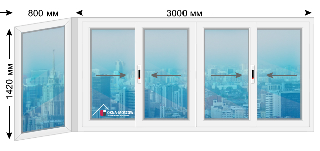 Цена на холодное пвх-окно серии и209-а 1420x800x3000