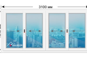 Цена на холодное пвх-окно серии и700а размером 1340x3100
