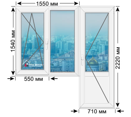 Цена на премиум пвх-окно серии ii68-02 размером 1540x1550x2200