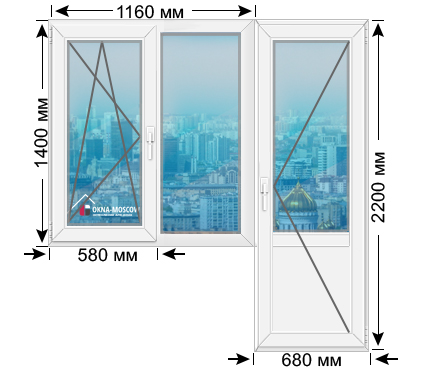 Цена на премиум пвх-окно серии п-3 размером 1400х1160