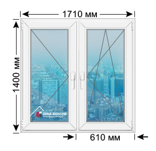 Цена на премиум пвх-окно серии п-3 размером 1400х1710