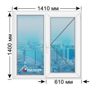 Цена пвх-окно серии п-3 размером 1400х1410