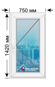 Цена пвх-окно серии п-3 размером 1420х750