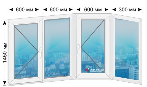 Цена на теплое пвх-окно серии ii-57 размером 1450x600x600x600x300