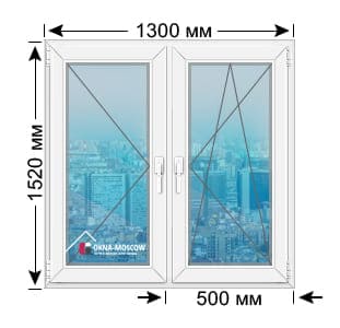 Цена на пвх-окно комфорт серии 1605-АМ/12 размером 1520x1300
