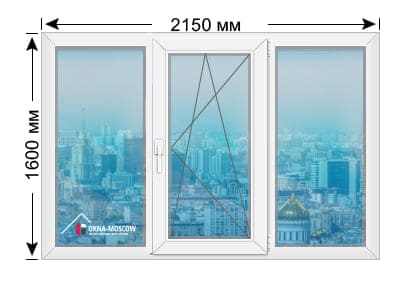 Цена на теплое пвх-окно серии 1605-9 размером 1600x2150