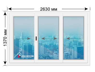 Цена на холодное пвх-окно серии п111-м размером 1370x2630