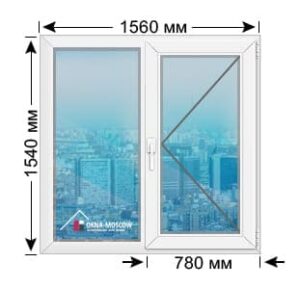 Цена на пвх-окно серии ii68-04 размером 1540x1560
