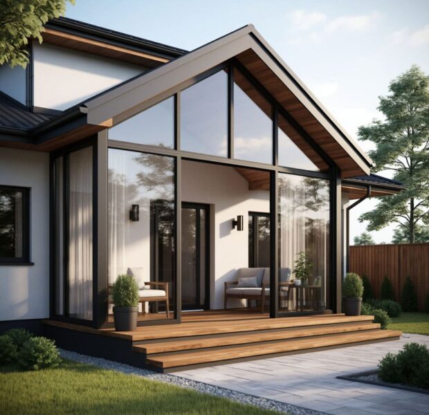 Алюминиевое остекление входных групп в коттеджи