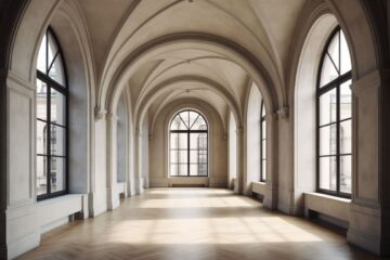 Исторические здания с арочными окнами