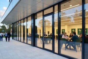 Стеклянная дверь в ТЦ