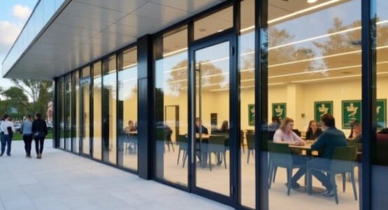 Стеклянная дверь в ТЦ